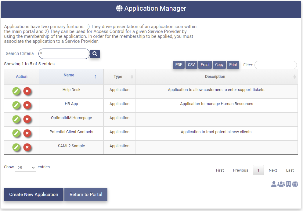 Application Manager Page
