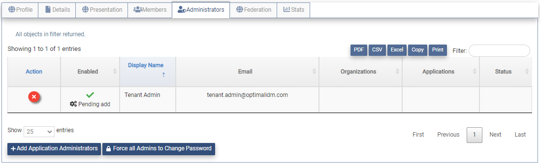 Create App Admin Pending Add