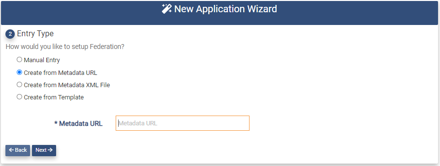 Create App Fed Metadata URL