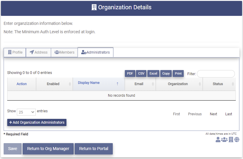 Create Org Admin Tab