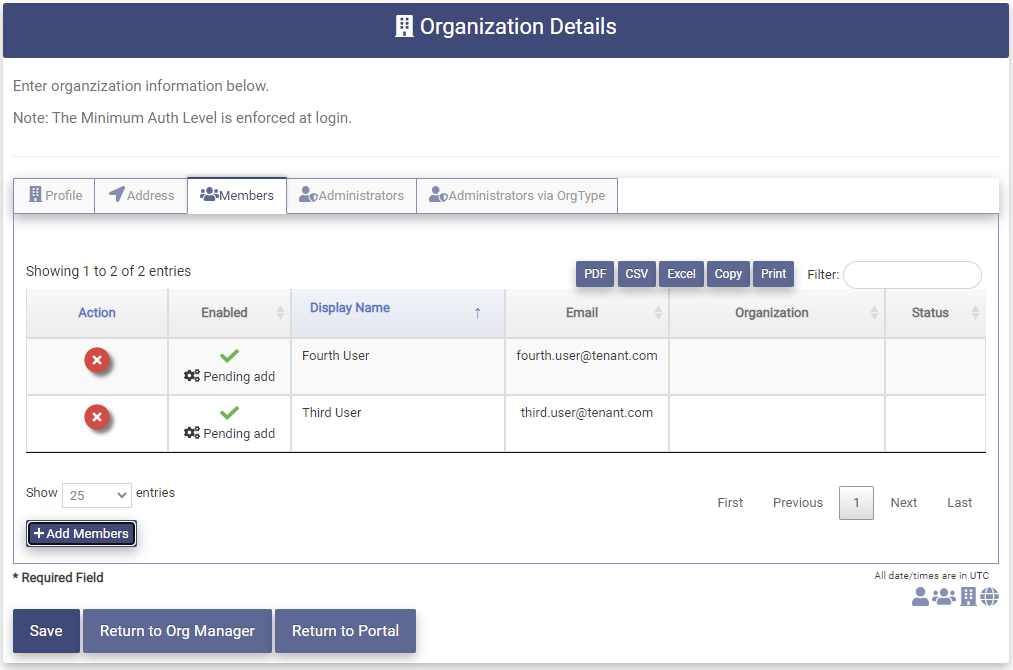 Create Org Member Pending Add