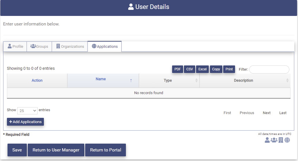 Create User Apps Tab