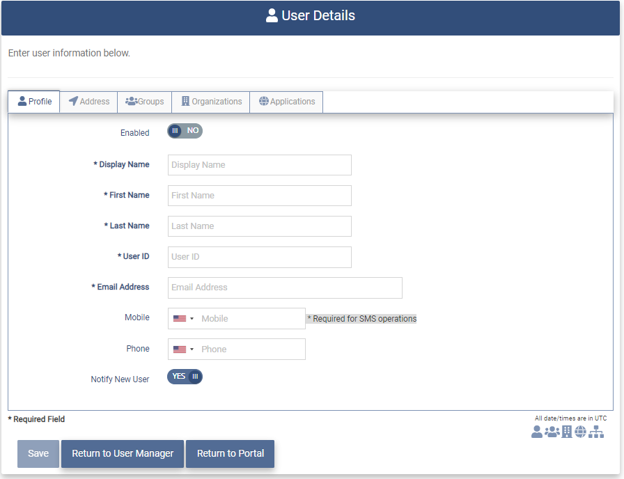 Create User Details Page