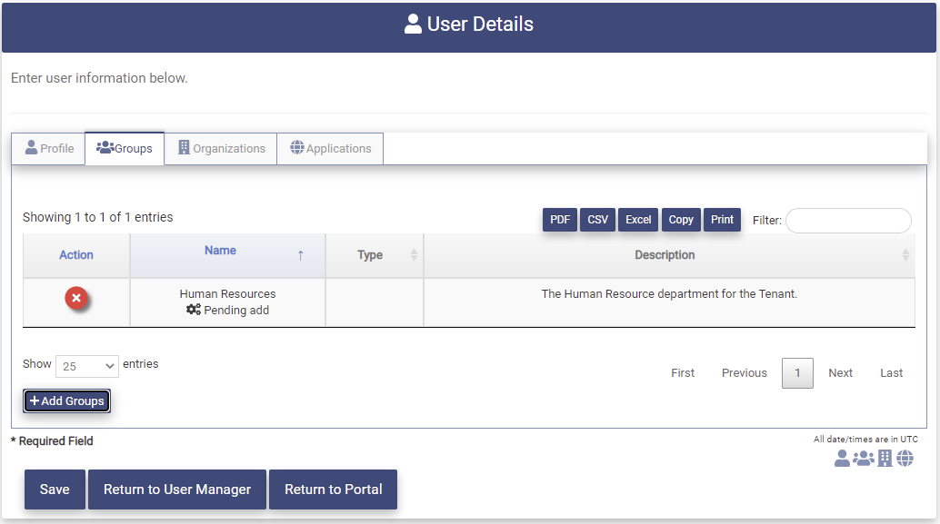 Create User Groups Tab Filled In