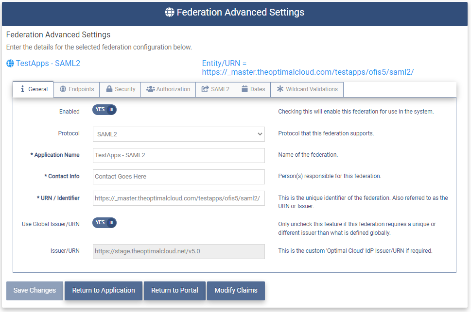 Fed Adv Settings