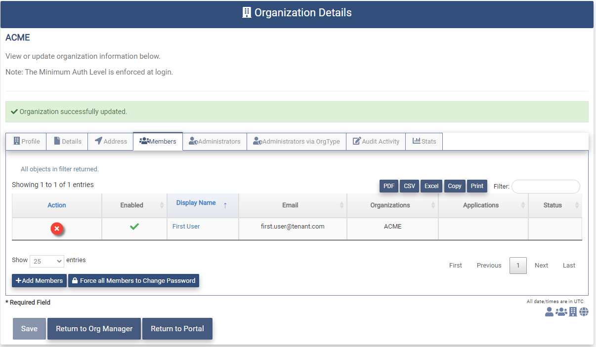 Force PWD Change Org page