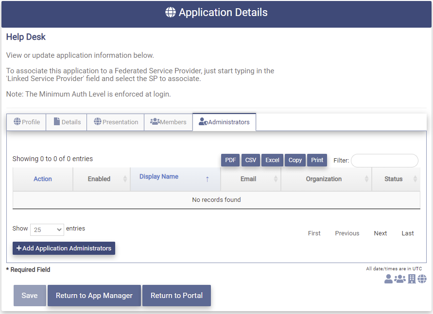 Modify App Admin Tab