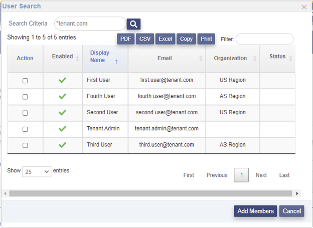 Modify App Member User Search