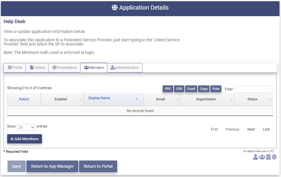 Modify App Members Tab
