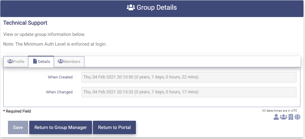 Modify Group Details Tab