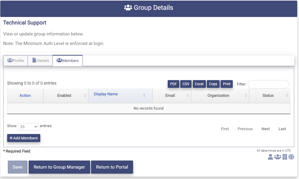 Modify Group Members Tab