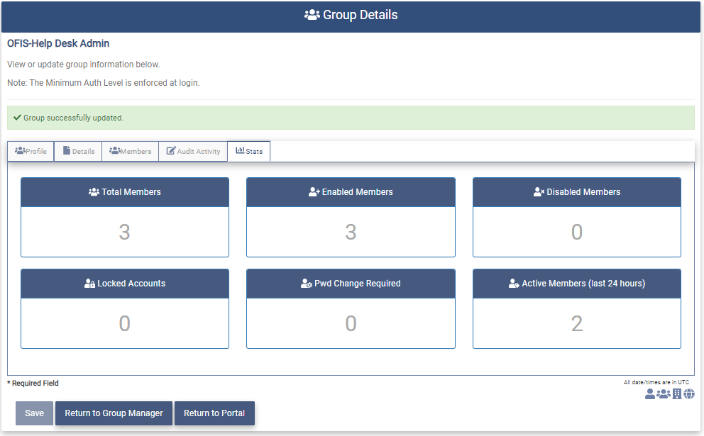 Modify Group Stats tab