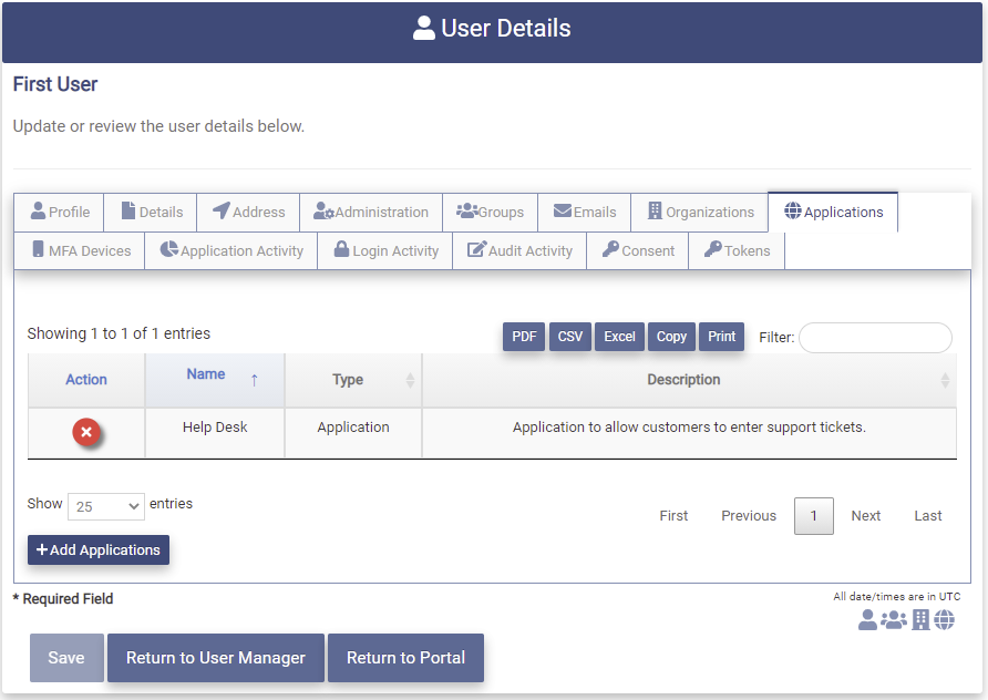 Modify User App Tab