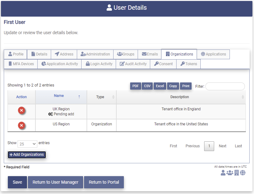 Modify User Org Pending Add