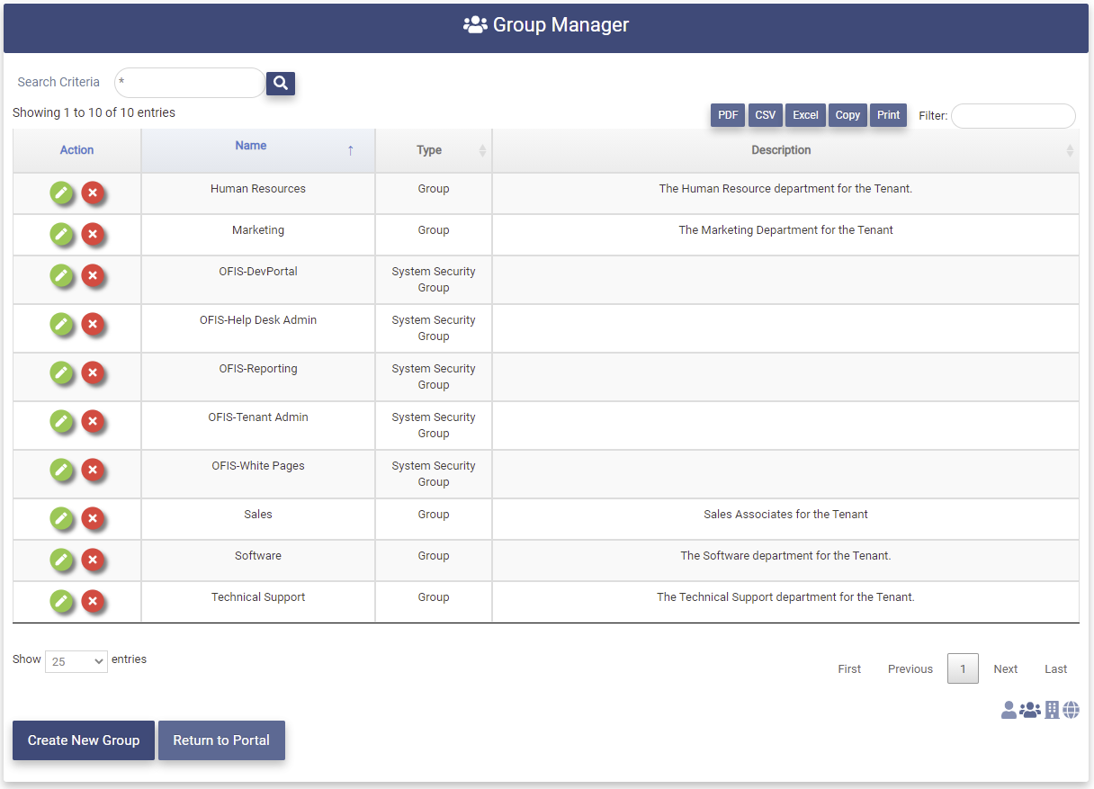Remove Group Success Manager Page