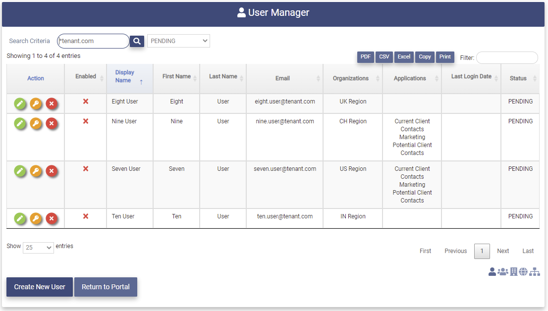Search Criteria & PENDING