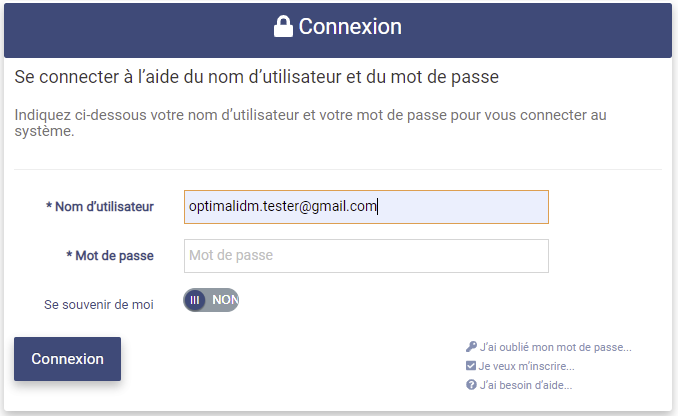 Login page with password