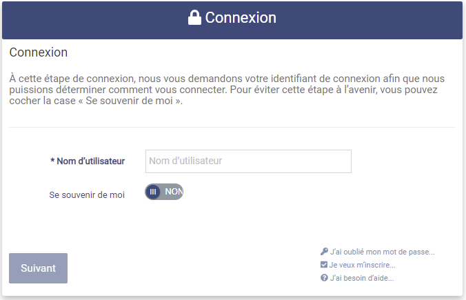 Login page