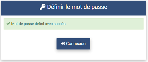 Password Set Success msg