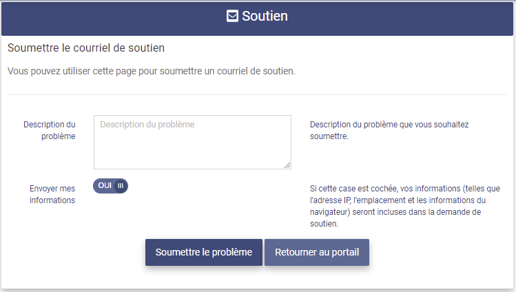 Support page