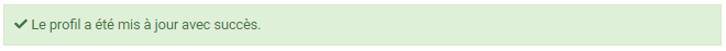 Update Profile Success msg
