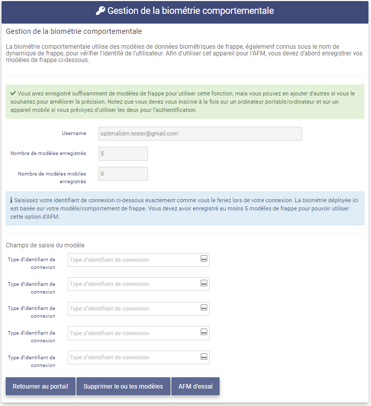 Behavioral Biometrics Return page