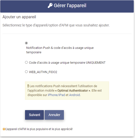 MFA Add Device Page