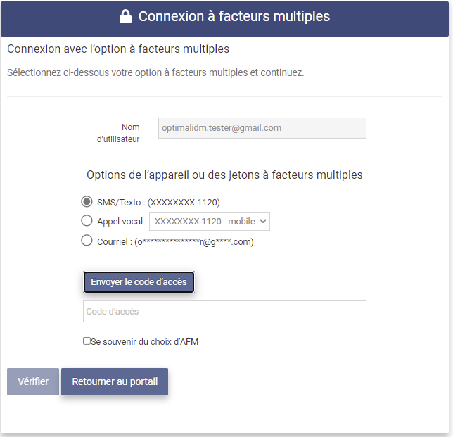 MFA Page - SMS